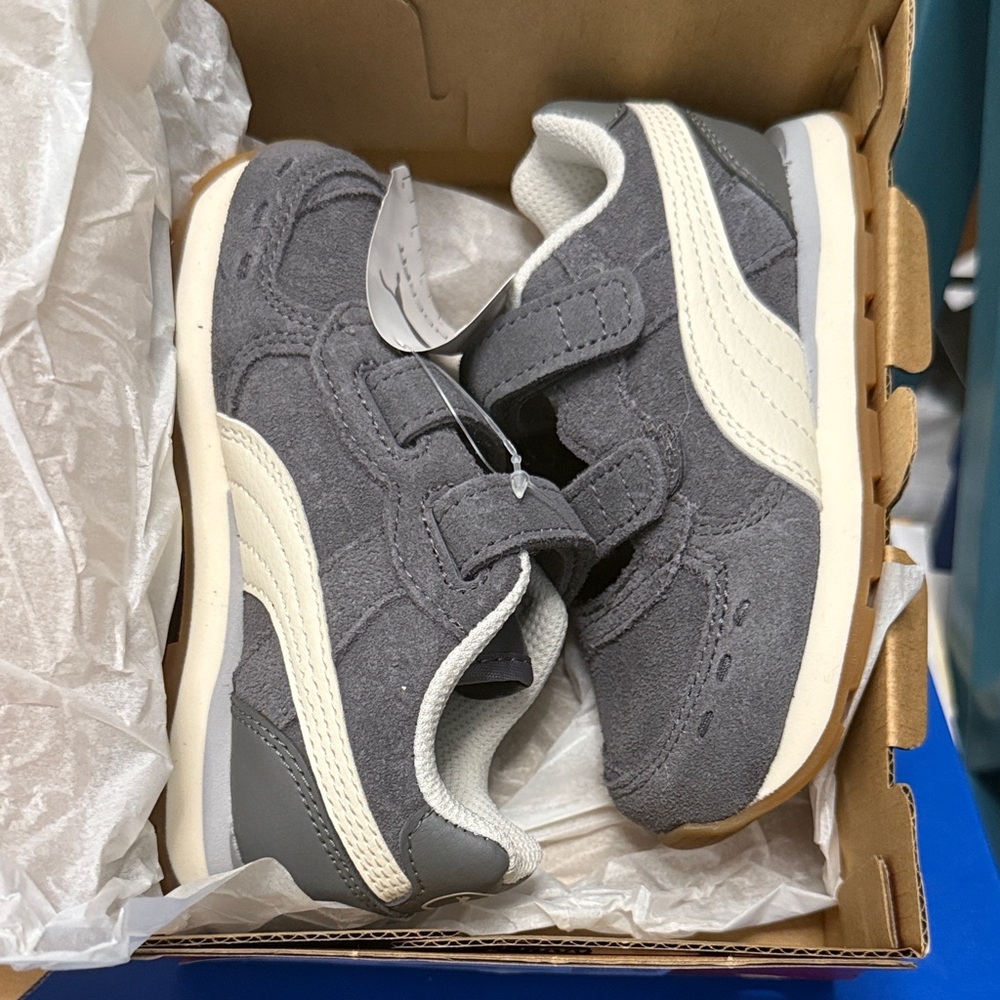 PUMA Gray Kids Shoes with Velcro Straps